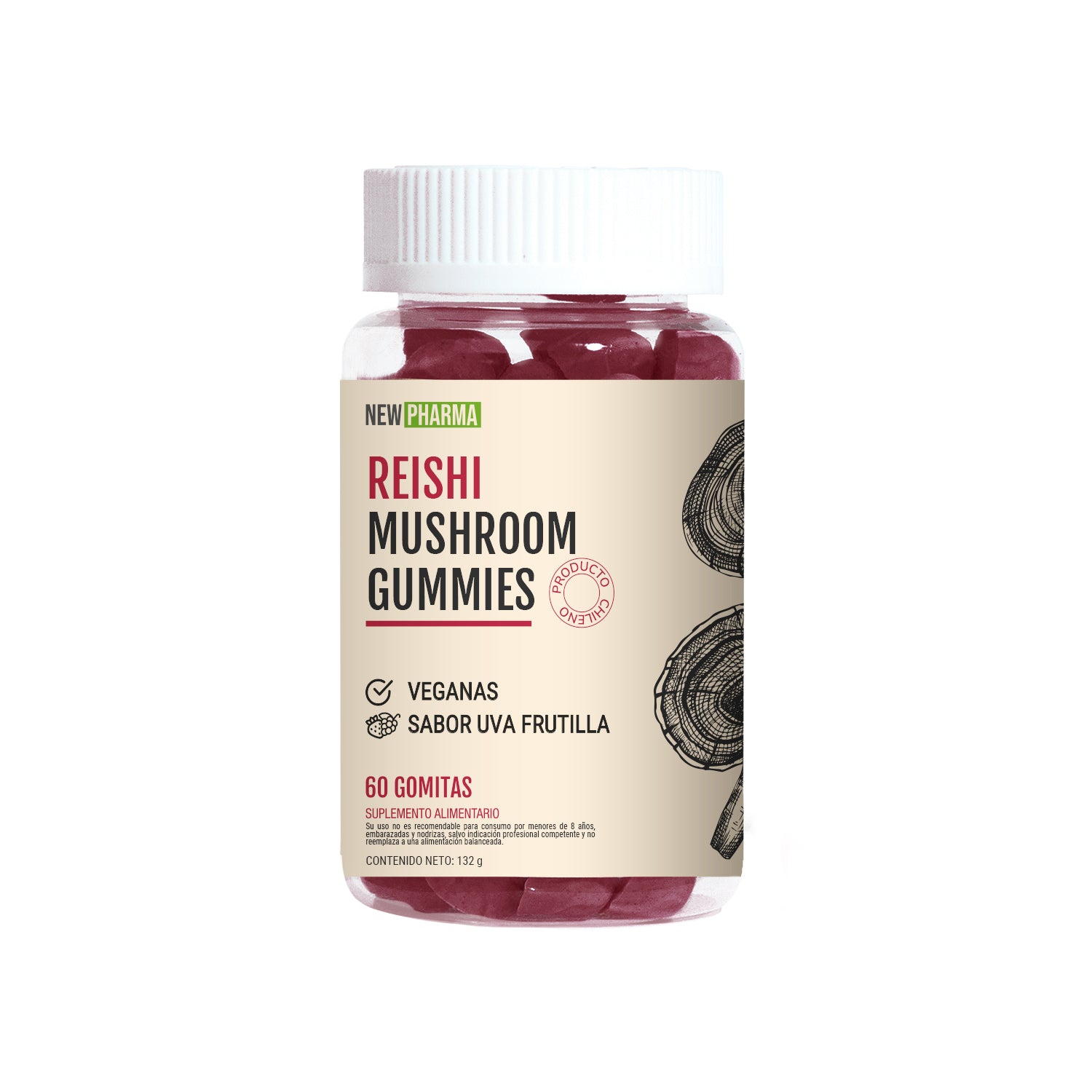 Gomitas de Reishi - 60 Gomitas - Veganas