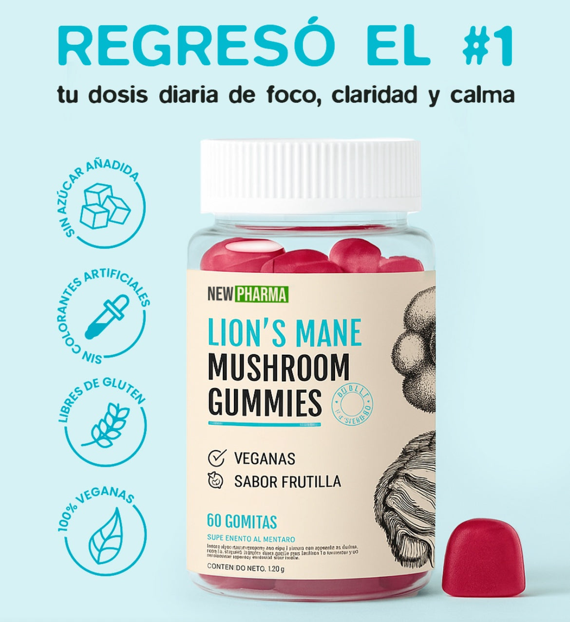 Pack Fungi Mix - Gomitas de Melena de Leon o Reishi + Coffee Creamer (Mix de 7 Hongos) + Batidor Manual de REGALO